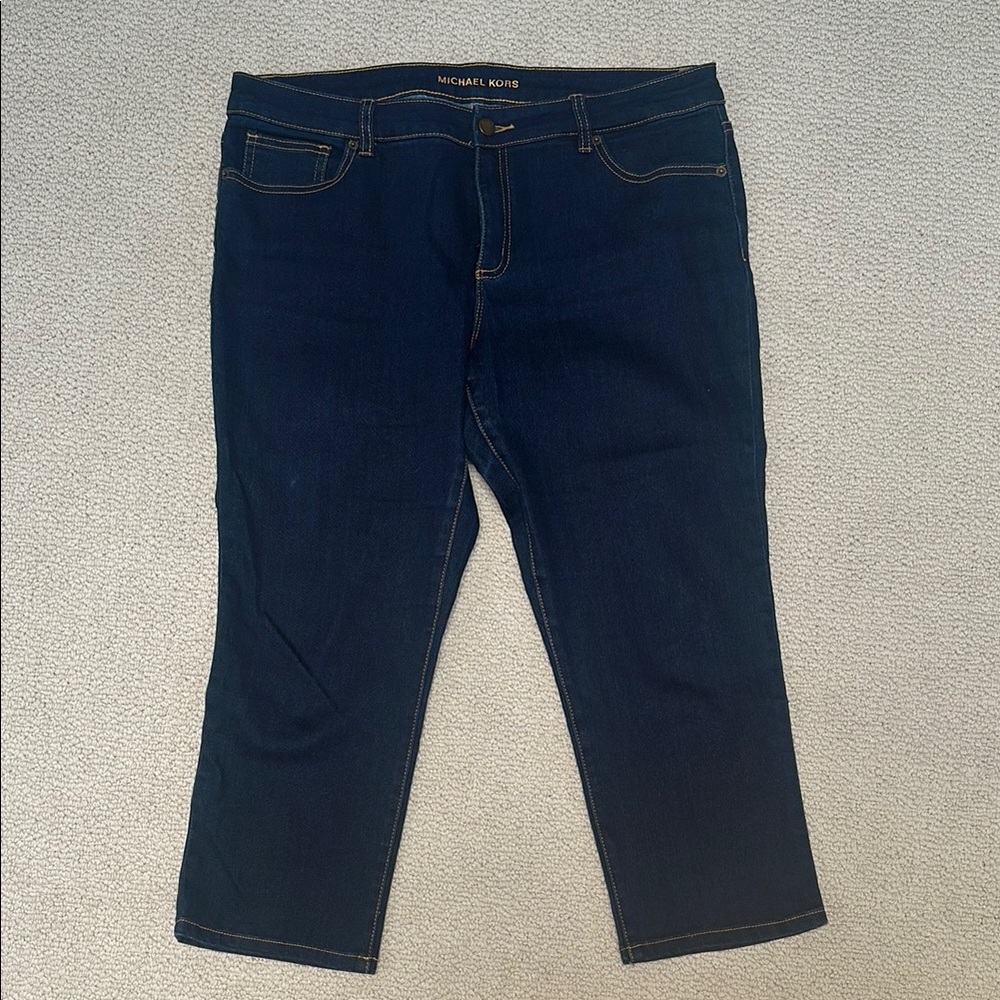 Michael Kors Blue Cropped Straight Jeans Skinny Style